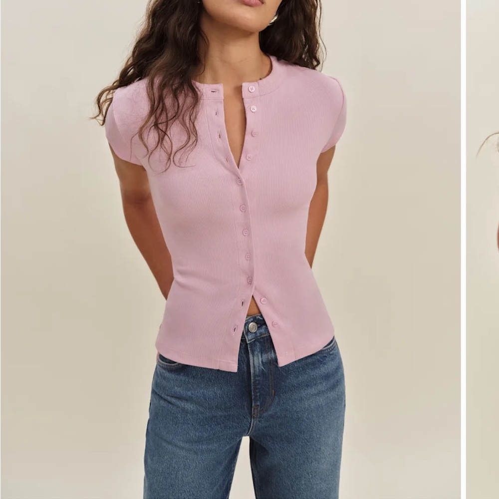 Reformation Raelynn knit top in colour babygirl